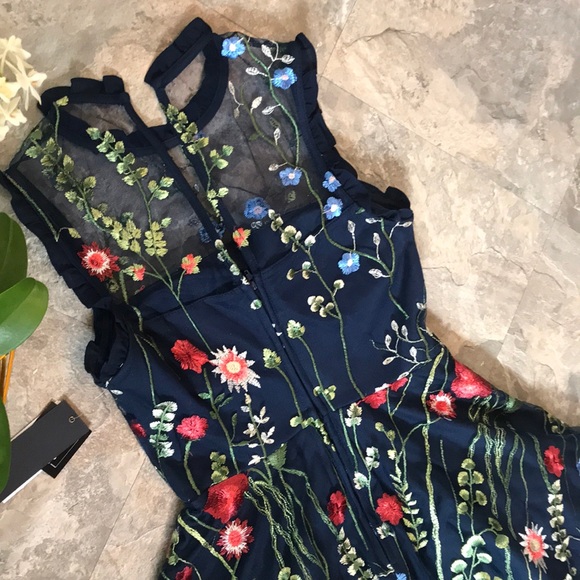 embroidered semi sheer floral dress - Picture 8 of 8